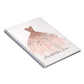 Girly Blush Pink Rose Gold Sparkle Gown Script Notitieboek (Rechterzijde)