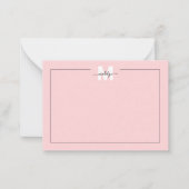 Girly Blush Pink Script Kalligrafie Naam Monogram Notitiekaartje (Voorkant)
