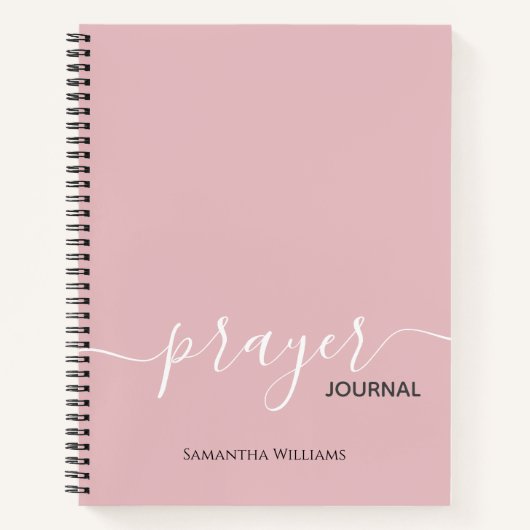 Girly Blush Pink Script Prayer Journal Diary Notitieboek (Voorkant)