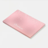 Girly Blush Pink Silver Glitter Persoonlijke naam Post-it® Notes (Schuin)