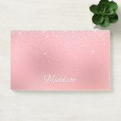 Girly Blush Pink Silver Glitter Persoonlijke naam Post-it® Notes (Kantoor)