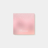 Girly Blush Pink Silver Glitter Persoonlijke naam Post-it® Notes (Voorkant)