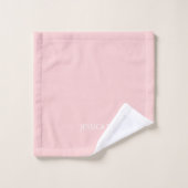 Girly Blush Pink Simple Script Monogram Name  Bad Handdoek (Wasdoekje)