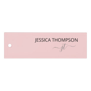 Girly Blush Pink Simple Script Monogram Name  Lineaal