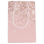 Girly Blush Pink Sparkle Glitter Medium Cadeauzakje (Voorkant)