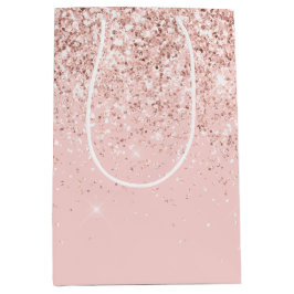 Girly Blush Pink Sparkle Glitter Medium Cadeauzakje