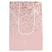 Girly Blush Pink Sparkle Glitter Medium Cadeauzakje (Achterkant)