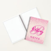 Girly Blush Pink Sparkle Monogram Name Notitieboek (Binnen)