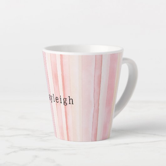 Girly Blush Pink Stripes Latte Mok (Rechterhoek)