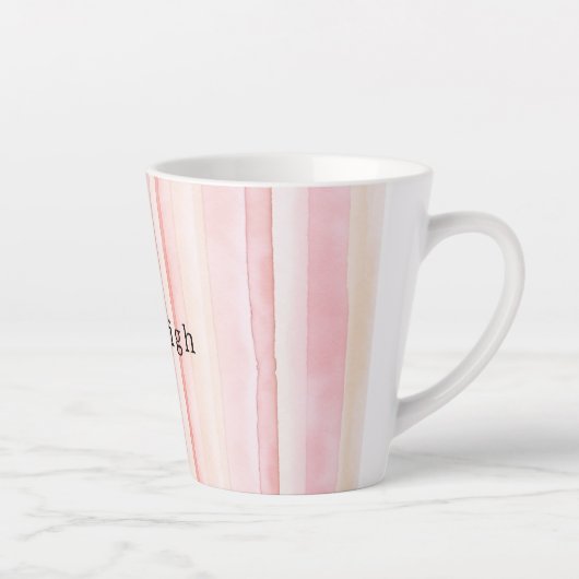 Girly Blush Pink Stripes Latte Mok (Rechts)
