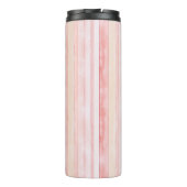 Girly Blush Pink Stripes Thermosbeker (Achterkant)