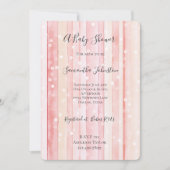 Girly Blush Pink Stripes White Dots Baby Shower Kaart (Voorkant)