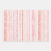 Girly Blush Pink Stripes White Dots Birthday Inpakpapier Vel (Voorkant)
