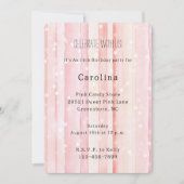 Girly Blush Pink Stripes White Dots Birthday Kaart (Voorkant)