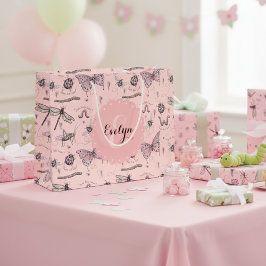 Girly Blush Pink Sweet Kleine Critter Monogram Groot Cadeauzakje