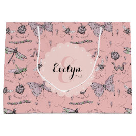 Girly Blush Pink Sweet Kleine Critter Monogram Groot Cadeauzakje