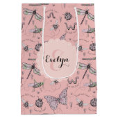 Girly Blush Pink Sweet Kleine Critter Monogram Medium Cadeauzakje (Achterkant)