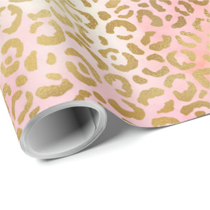 Girly Blush Pink Tie Dye Gold Leopard Print Cadeaupapier