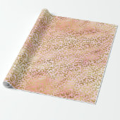 Girly Blush Pink Tie Dye Gold Leopard Print Cadeaupapier (Uitgerold)