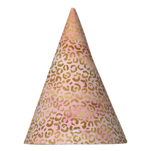 Girly Blush Pink Tie Dye Gold Leopard Print Feesthoedjes (Rechts)