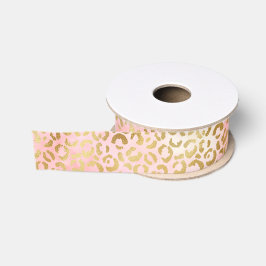 Girly Blush Pink Tie Dye Gold Leopard Print Grosgrain Lint