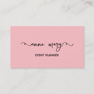Girly Blush Pink Trendy Kalligrafie Event Planner Visitekaartje