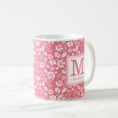 Girly Blush Pink Tropical Flowers Monogram Koffiemok (Voorkant rechts)