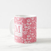 Girly Blush Pink Tropical Flowers Monogram Koffiemok (Voorkant links)