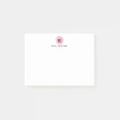 Girly Blush Pink Waterverf Circular Black Monogram Post-it® Notes (Voorkant)