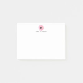 Girly Blush Pink Waterverf Circular Black Monogram Post-it® Notes