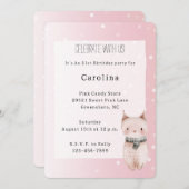 Girly Blush Pink White Dots Cat Birthday Kaart (Voorkant / Achterkant)