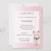 Girly Blush Pink White Dots Cat Birthday Kaart (Voorkant)