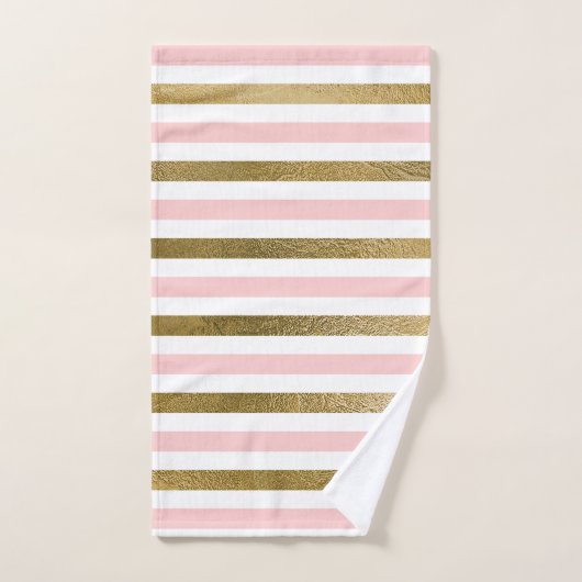 Girly Blush Pink, White en Gold Foil Patroon Bad Handdoek (Handdoek)