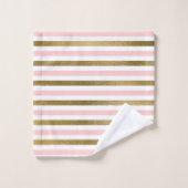 Girly Blush Pink, White en Gold Foil Patroon Bad Handdoek (Wasdoekje)