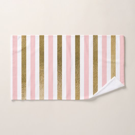 Girly Blush Pink, White en Gold Foil Patroon Bad Handdoek (Handdoek)