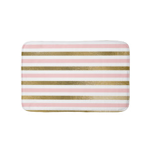 Girly Blush Pink, White en Gold Foil Patroon Badmat