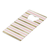 Girly Blush Pink, White en Gold Foil Patroon Creditkaart Flessenopener (Achterkant Gekanteld)