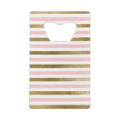 Girly Blush Pink, White en Gold Foil Patroon Creditkaart Flessenopener (Achterkant)