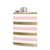 Girly Blush Pink, White en Gold Foil Patroon Heupfles (Links)