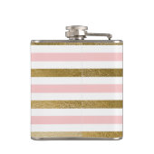 Girly Blush Pink, White en Gold Foil Patroon Heupfles (Achterkant)