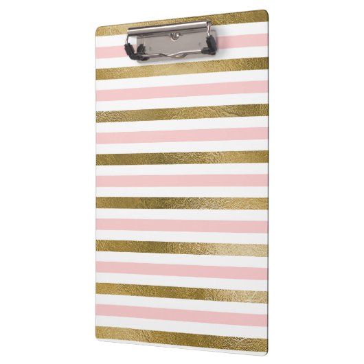 Girly Blush Pink, White en Gold Foil Patroon Klembord (Links)
