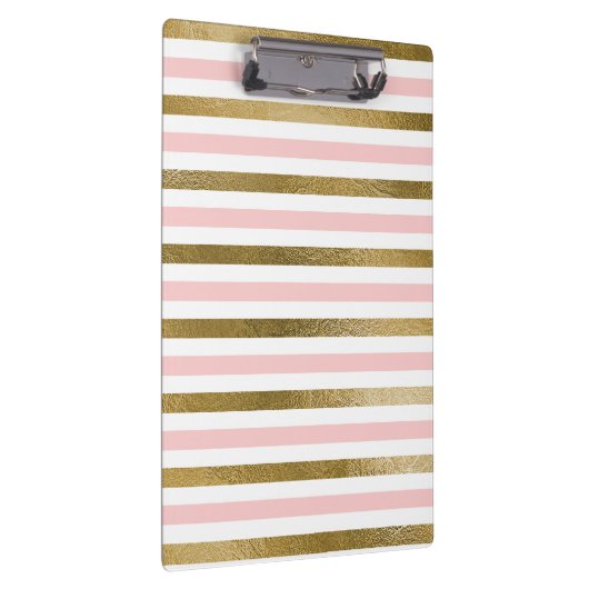 Girly Blush Pink, White en Gold Foil Patroon Klembord (Rechts)