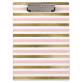 Girly Blush Pink, White en Gold Foil Patroon Klembord (Voorkant)