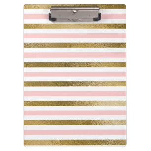 Girly Blush Pink, White en Gold Foil Patroon Klembord