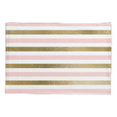 Girly Blush Pink, White en Gold Foil Patroon Kussensloop (Achterkant)