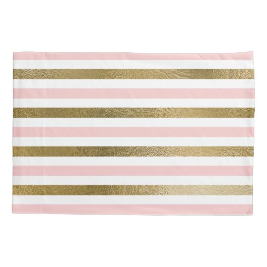 Girly Blush Pink, White en Gold Foil Patroon Kussensloop (Achterkant)