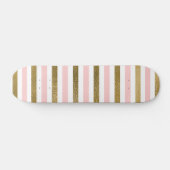 Girly Blush Pink, White en Gold Foil Patroon Persoonlijk Skateboard (Horizontaal)