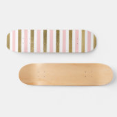 Girly Blush Pink, White en Gold Foil Patroon Persoonlijk Skateboard (Horizontaal)