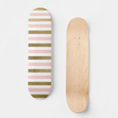 Girly Blush Pink, White en Gold Foil Patroon Persoonlijk Skateboard (Voorkant)