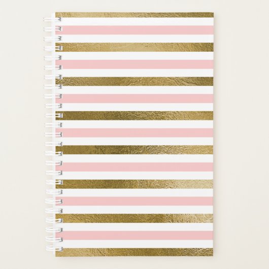 Girly Blush Pink, White en Gold Foil Patroon Planner (Voorkant)